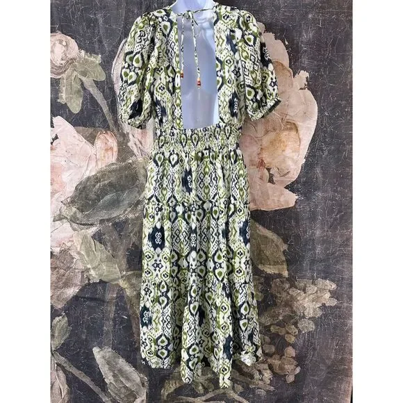 New Anthropolgie X THE ODELLS Smocked Puff-Sleeve Dress Size Large - Picture 8 of 9